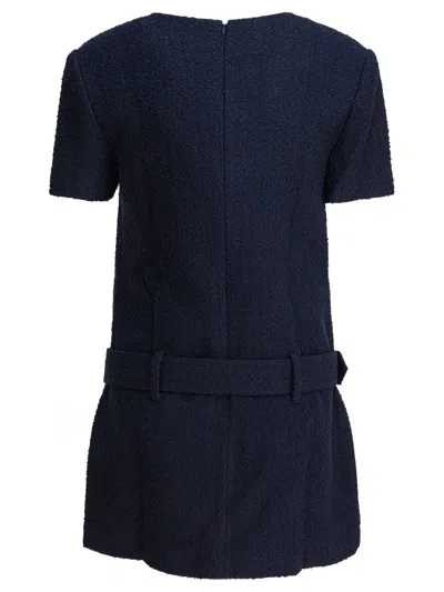 Self-portrait Textured Boucle Mini Dress In Blue