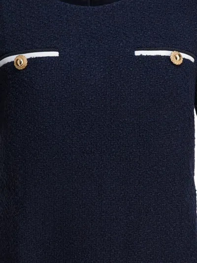 Self-portrait Textured Boucle Mini Dress In Blue