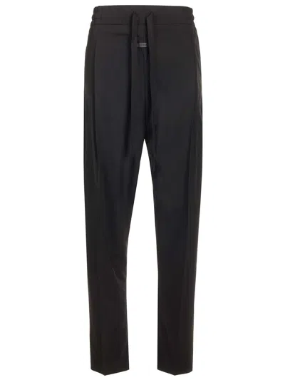 Fear Of God Black Pants With Front Knot Closure And Logo Patch In Cotton And Wool Blend Woman