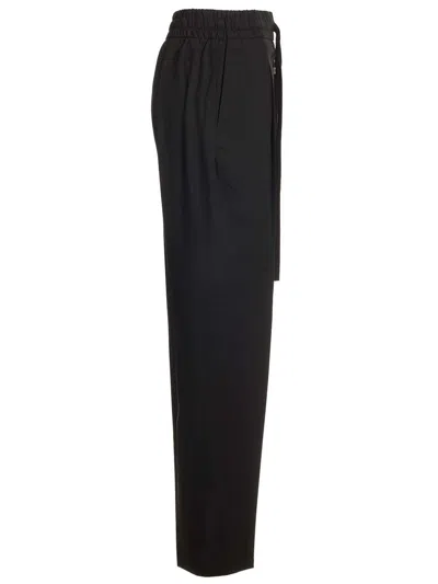 Fear Of God Black Pants With Front Knot Closure And Logo Patch In Cotton And Wool Blend Woman