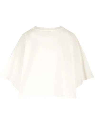 Chloé White Cropped T-shirt With Logo Lettering Print In Cotton Woman In White