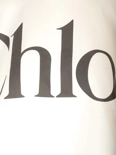 Chloé White Cropped T-shirt With Logo Lettering Print In Cotton Woman In White