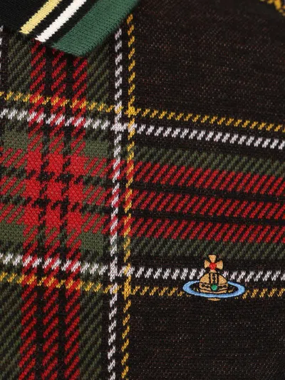 Vivienne Westwood Multicolor Polo Shirt With Orb Decoration On The Chest And All-over Tartan Motif In Cotton Man In Multi