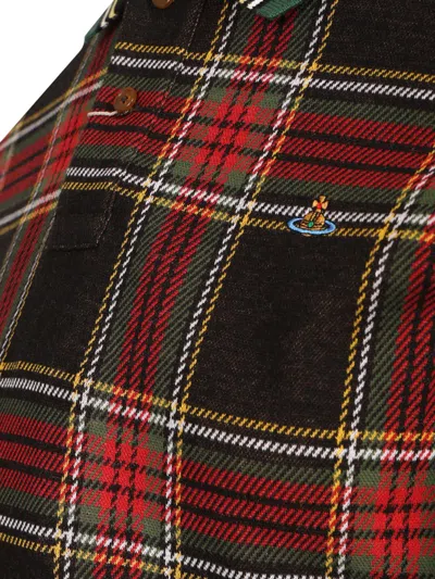 Vivienne Westwood Multicolor Polo Shirt With Orb Decoration On The Chest And All-over Tartan Motif In Cotton Man In Multi