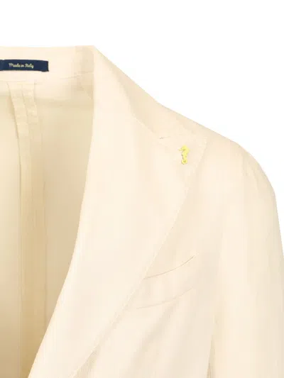 Guarinucci Cotton Linen Blazer Jackets White In Neutral