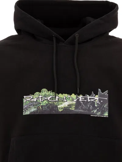 Rayon Vert Graphic-print Drawstring Hoodie In Black