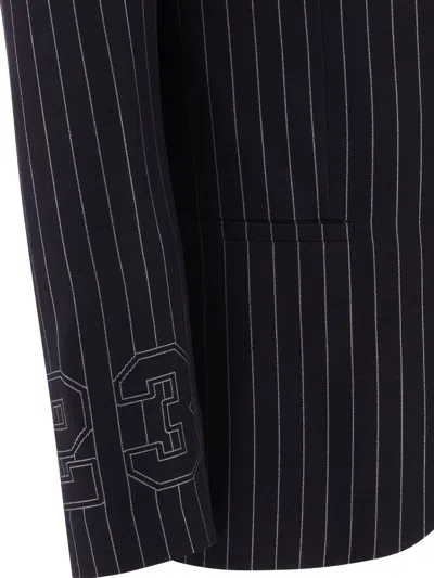 Off-white Pinstriped Blazer With Structured Silhouette