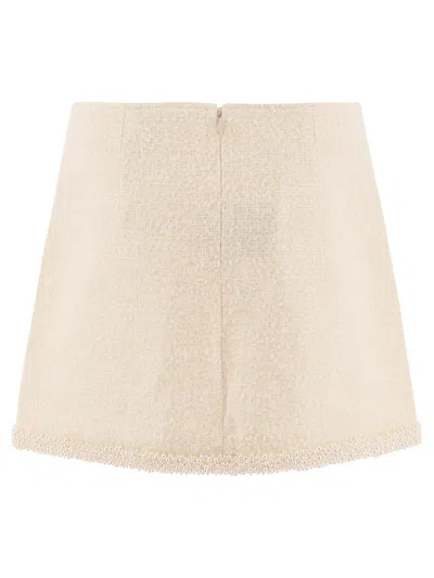 Self-portrait Bouclé Pearl Trim Mini Skirt