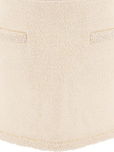Self-portrait Bouclé Pearl Trim Mini Skirt