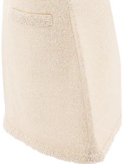 Self-portrait Bouclé Pearl Trim Mini Skirt