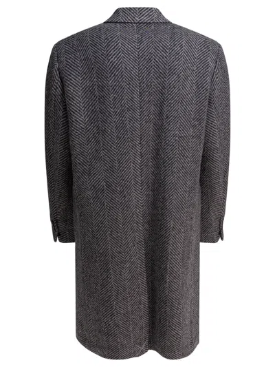 Golden Goose Herringbone Pattern Single-breasted Coat In Gray