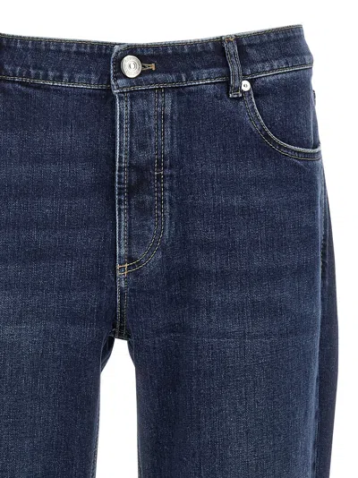 Brunello Cucinelli Logo Embroidery Stretch Jeans Blue In Blue