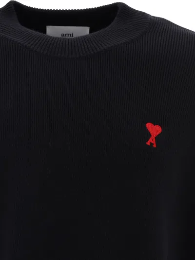 Ami Alexandre Mattiussi Black Crewneck Sweatshirt With Adc Embroidery In Cotton Blend Man