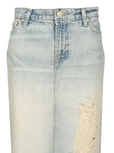7 For All Mankind Midi Skirt Skirts Light Blue
