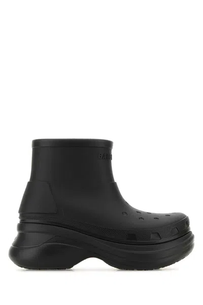 Balenciaga Black Rubber  X Crocsâ„¢ Ankle Boots