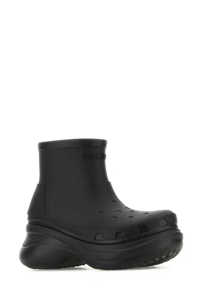 Balenciaga Black Rubber  X Crocsâ„¢ Ankle Boots