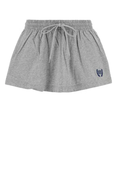 Balenciaga Grey Cotton Mini Skirt In Gold