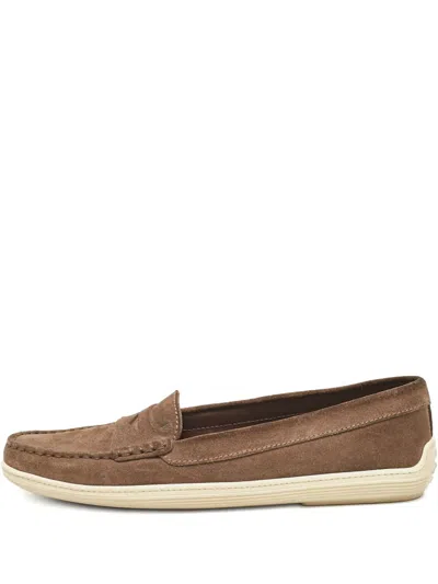 Pre-owned Tod's Vintage  Suede Loafers In Brown