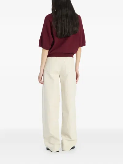 Rotate Birger Christensen Burgundy Polo Shirt With Logo Patch In Burgundy