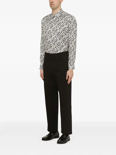 Pt Torino White Viscose Striped Shirt In Black