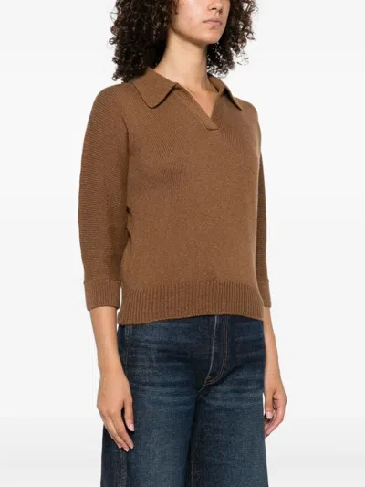 Khaite Herve Cashmere Polo Neck Sweater In Brown