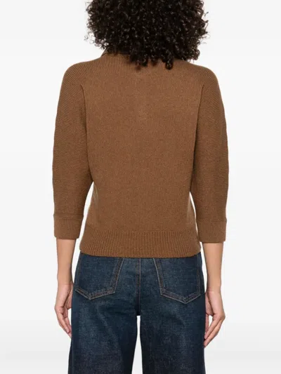 Khaite Herve Cashmere Polo Neck Sweater In Brown