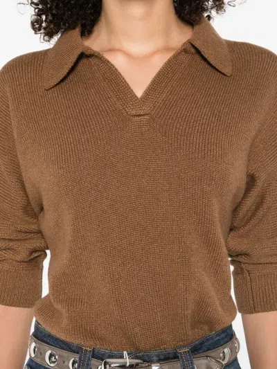 Khaite Herve Cashmere Polo Neck Sweater In Brown