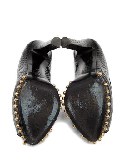 Pre-owned Alexander Mcqueen 140mm Leather Heeled Pumps In Black