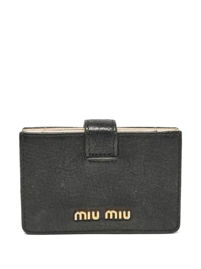 Pre-owned Miu Miu Logo-plaque Leather Cardholder