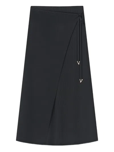 Aeron Double-layer A-line Mid Skirt In Black