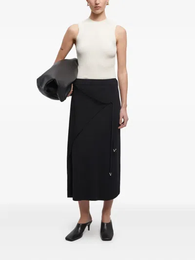 Aeron Double-layer A-line Mid Skirt In Black