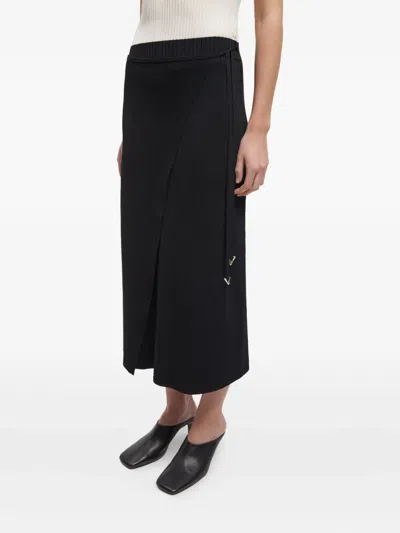 Aeron Double-layer A-line Mid Skirt In Black