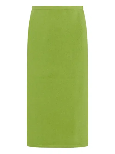 Rosetta Getty Straight Midi Skirt In Green