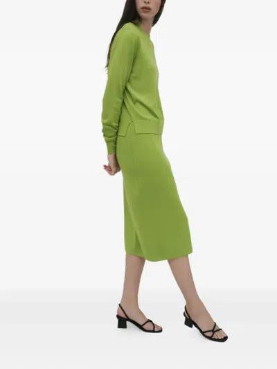 Rosetta Getty Straight Midi Skirt In Green