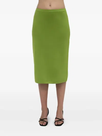 Rosetta Getty Straight Midi Skirt In Green