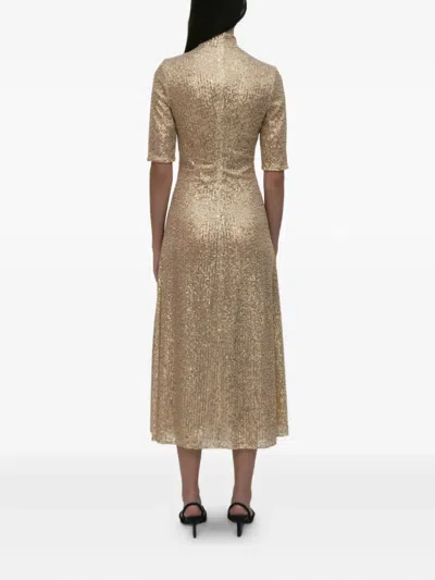 Rosetta Getty Sequin Turtleneck Midi Dress In Metallic