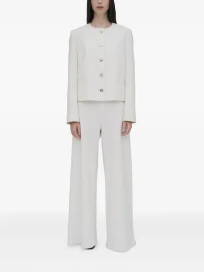 Rosetta Getty Crew Neck Button-front Jacket In White