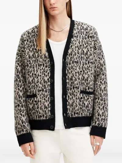 Allsaints Leopard-print Button Cardigan