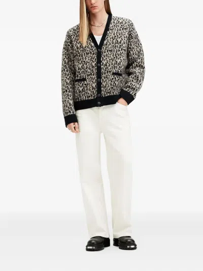 Allsaints Leopard-print Button Cardigan