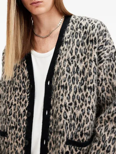 Allsaints Leopard-print Button Cardigan