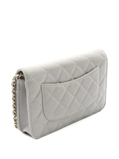Pre-owned Chanel 2021 Matelasse Chain Wallet In Gray