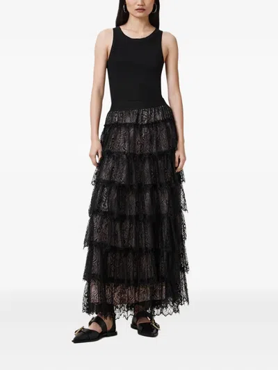 Allsaints Rory Tiered Lace Maxi Skirt