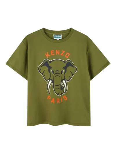 Kenzo Elephant-graphic T-shirt In Green