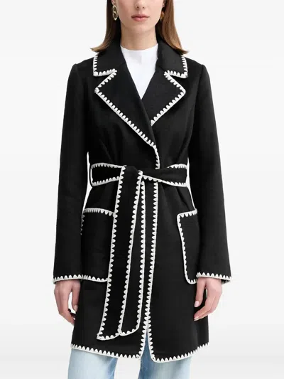 Guess Usa Contrasting-trim Belted Coat