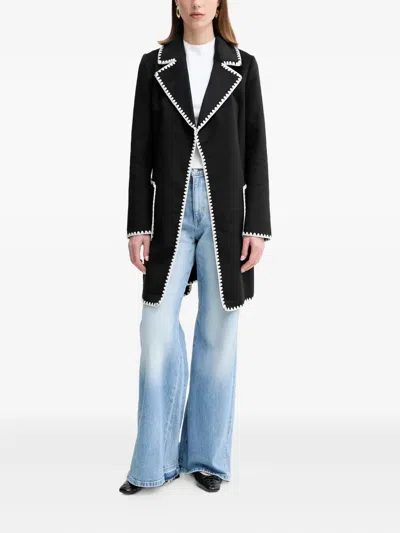 Guess Usa Contrasting-trim Belted Coat