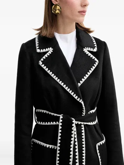 Guess Usa Contrasting-trim Belted Coat