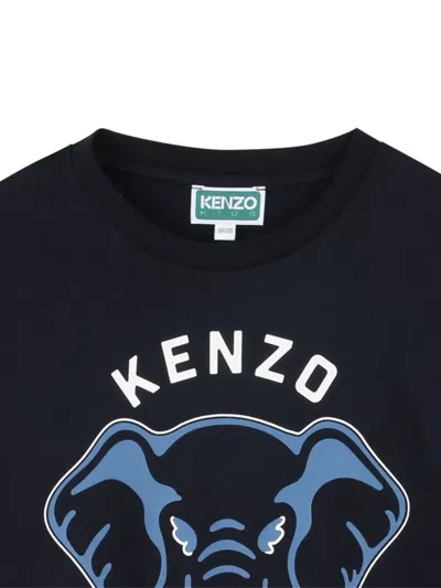 Kenzo Cotton Elephant T-shirt In Blue