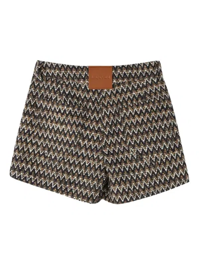 Lanvin Enfant Chevron-pattern Wrap Shorts In Brown