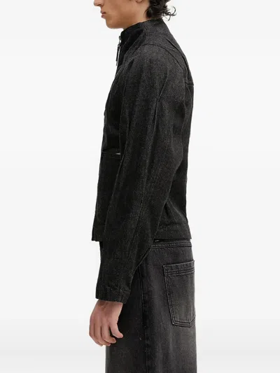 Ader Error Zip-fastening Pleated Denim Jacket In Black