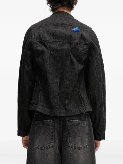 Ader Error Zip-fastening Pleated Denim Jacket In Black